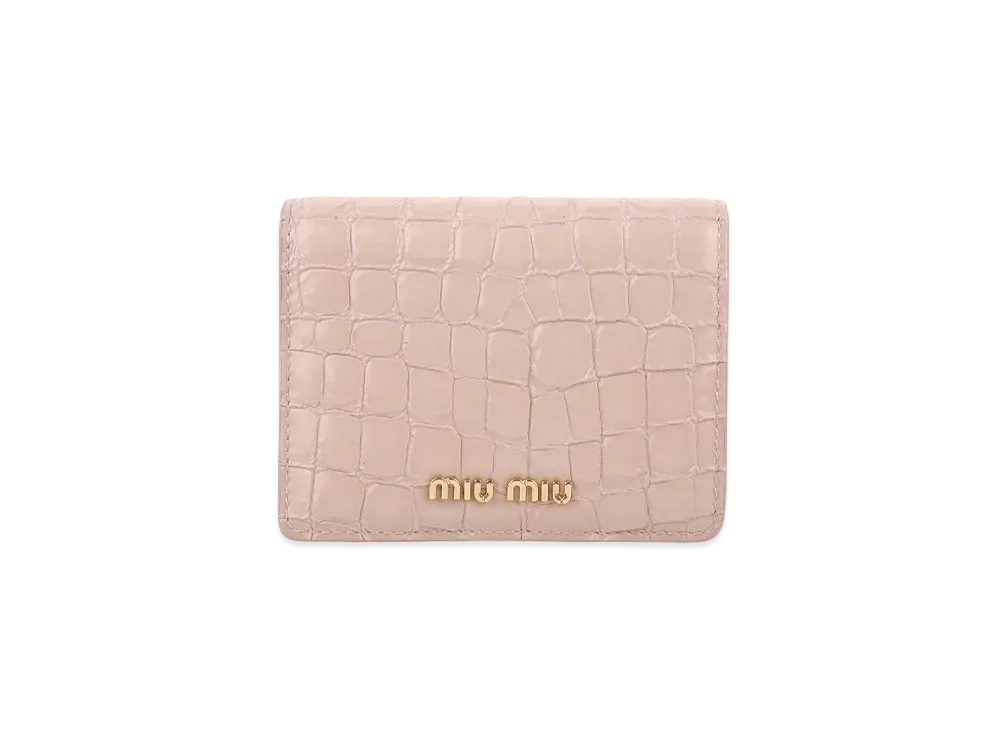 MIU MIU Small Croco-Print Leather Wallet "Water Lily"