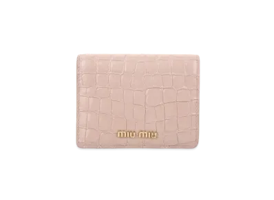 MIU MIU Small Croco-Print Leather Wallet "Water Lily"