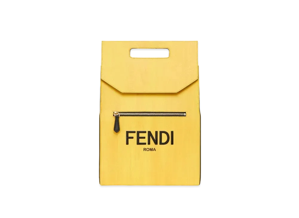 FENDI Back Pack Leather Backpack "Yellow"