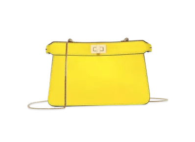 FENDI Peekaboo Iseeu Clutch Nappa Leather Bag "Yellow"