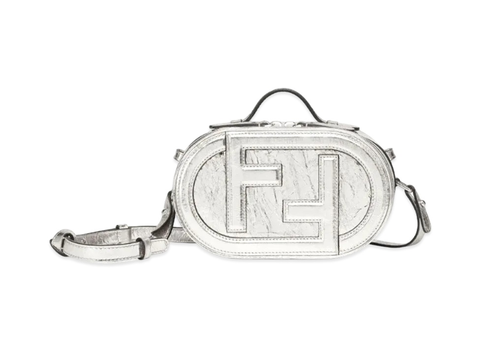 FENDI Aurock Camera Case Small Laminated Leather Mini Bag "Silver"