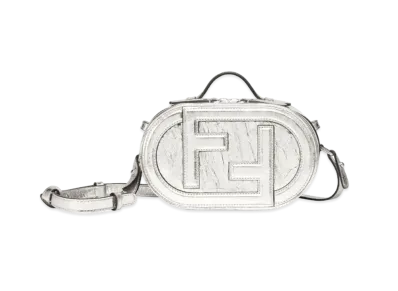 FENDI Aurock Camera Case Small Laminated Leather Mini Bag "Silver"
