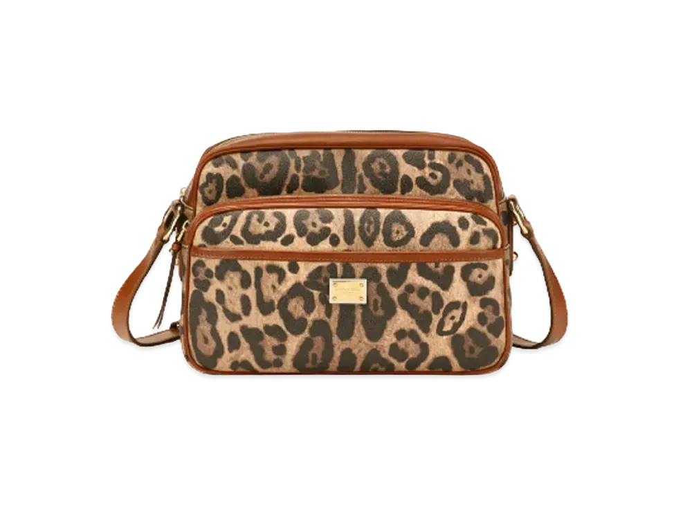 Dolce&Gabbana Handbag Crespo Leopard Printed Logo Plate "Multicolor"