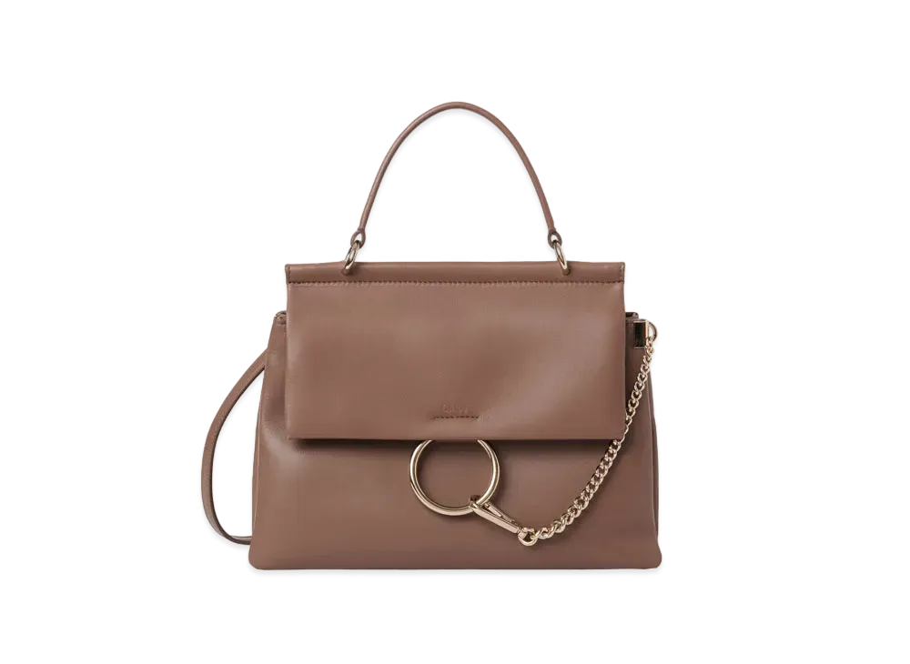Chloe Medium Faye Soft Top Handle Bag In Supple Lambskin "Taupe"