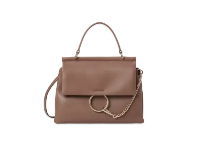 Chloe Medium Faye Soft Top Handle Bag In Supple Lambskin "Taupe"