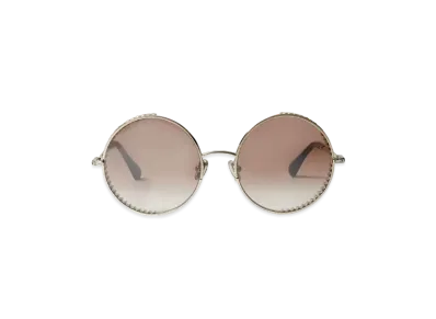 Jimmy Choo Goldy Round Frame Sunglasses With Swarovski Crystal Embellishment "Light Gold"