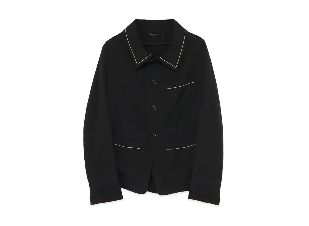 Yohji Yamamoto Y's GABARDINE CHAIN STITCH OFF COLLAR DESIGN JACKET "Black"