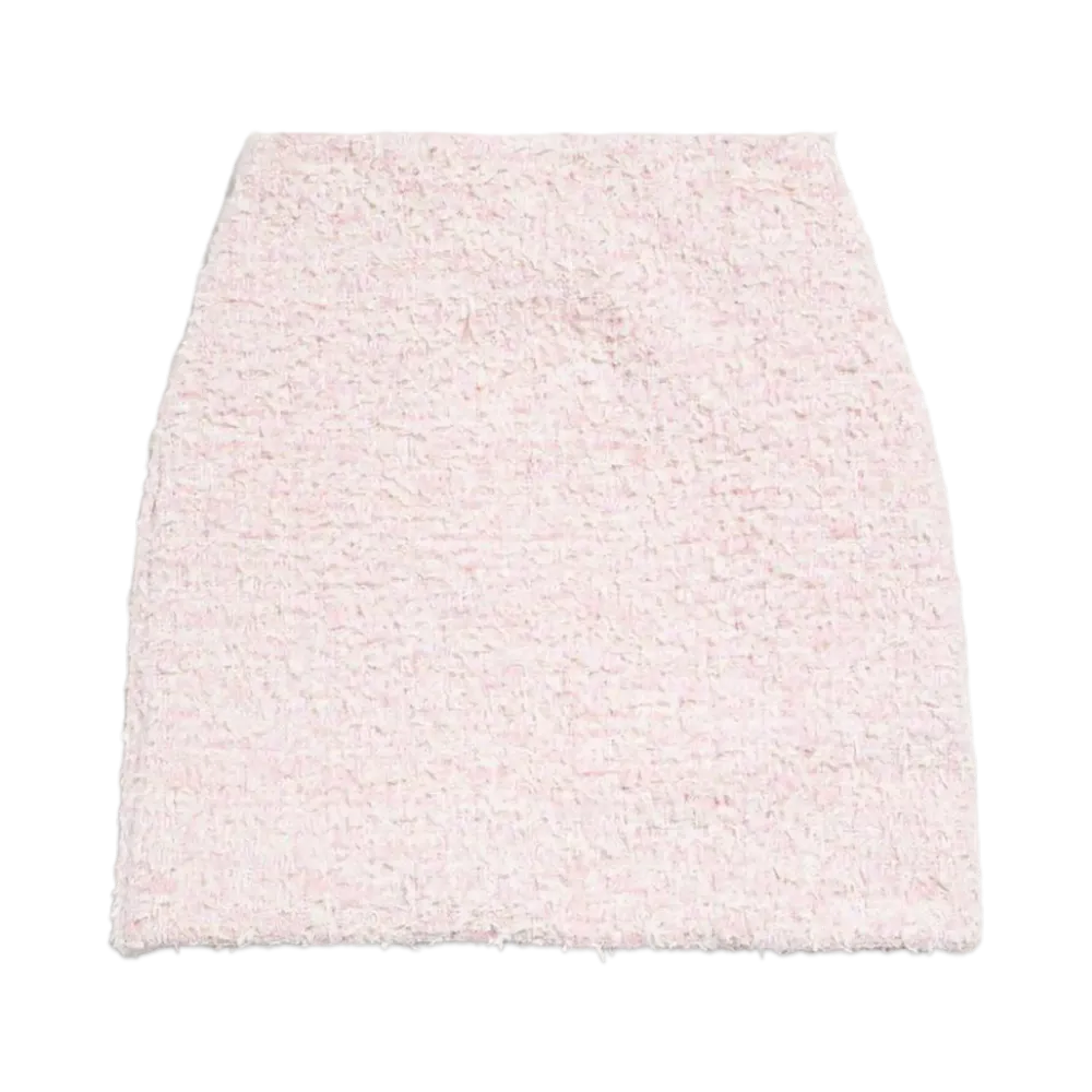 BALENCIAGA Women's Mini Skirt Cotton Tweed Knit "Pink"