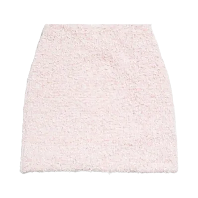 BALENCIAGA Women's Mini Skirt Cotton Tweed Knit "Pink"