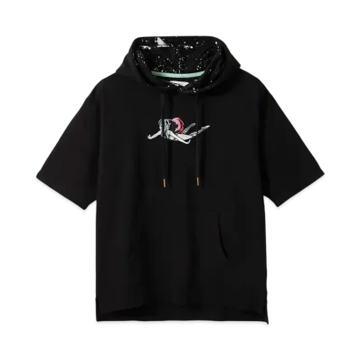 graniph x Urusei Yatsura Night Walk Mini Fleece Big Silhouette Short Sleeve Hoodie "Black"