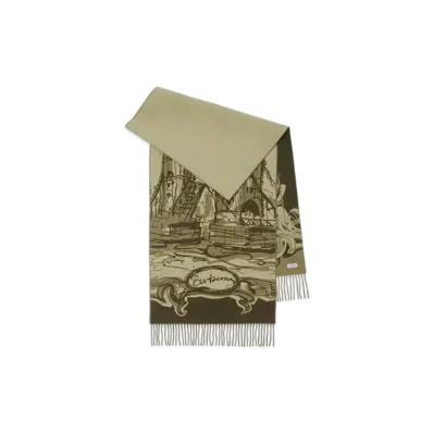 Burberry Tower Bridge Cashmere Scarf "Hunter"