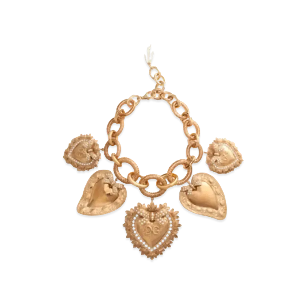 Dolce&Gabbana Necklace with Sacred Heart Charms "Gold"