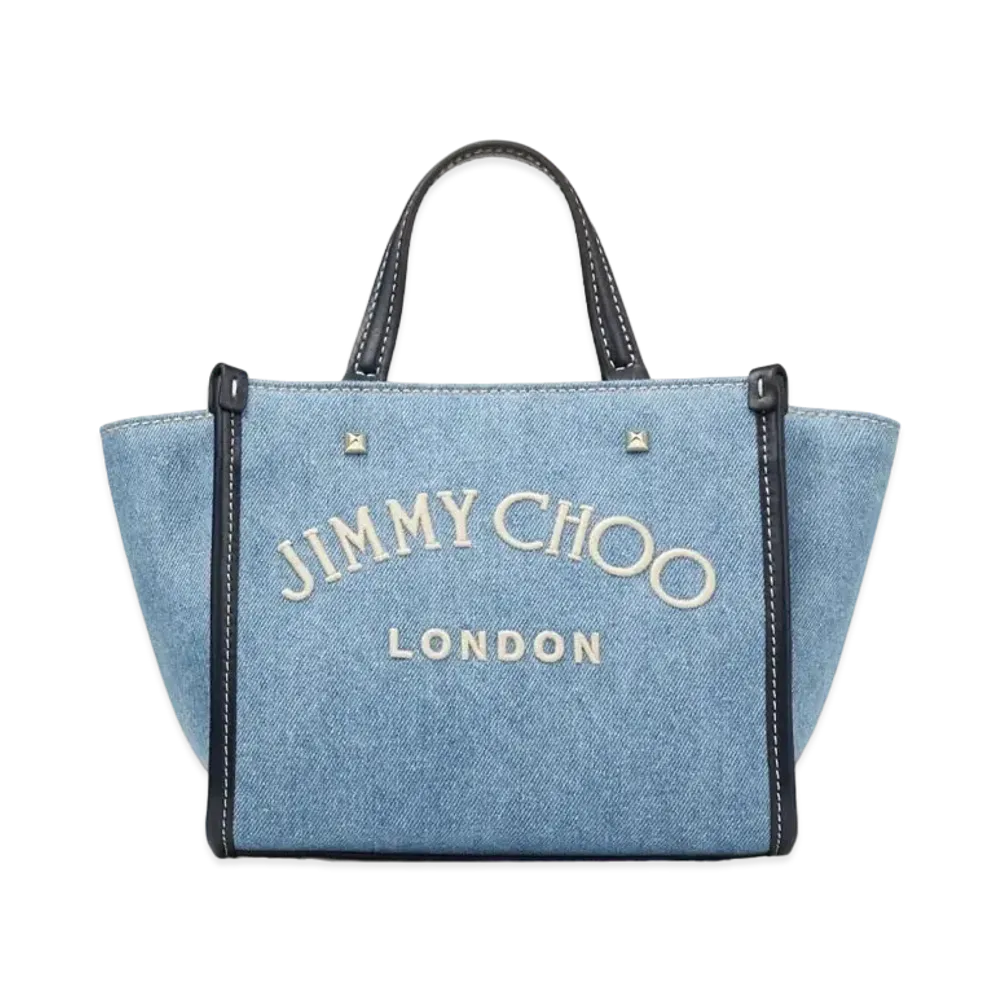 Jimmy Choo Avenue Tote Bag/S With Logo "Washed Denim"