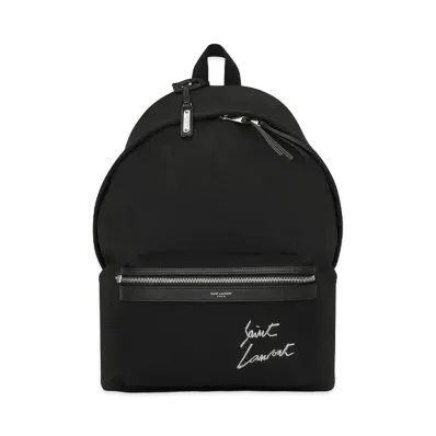 SAINT LAURENT EMBROIDERED CITY BACKPACK IN CANVAS "Black"