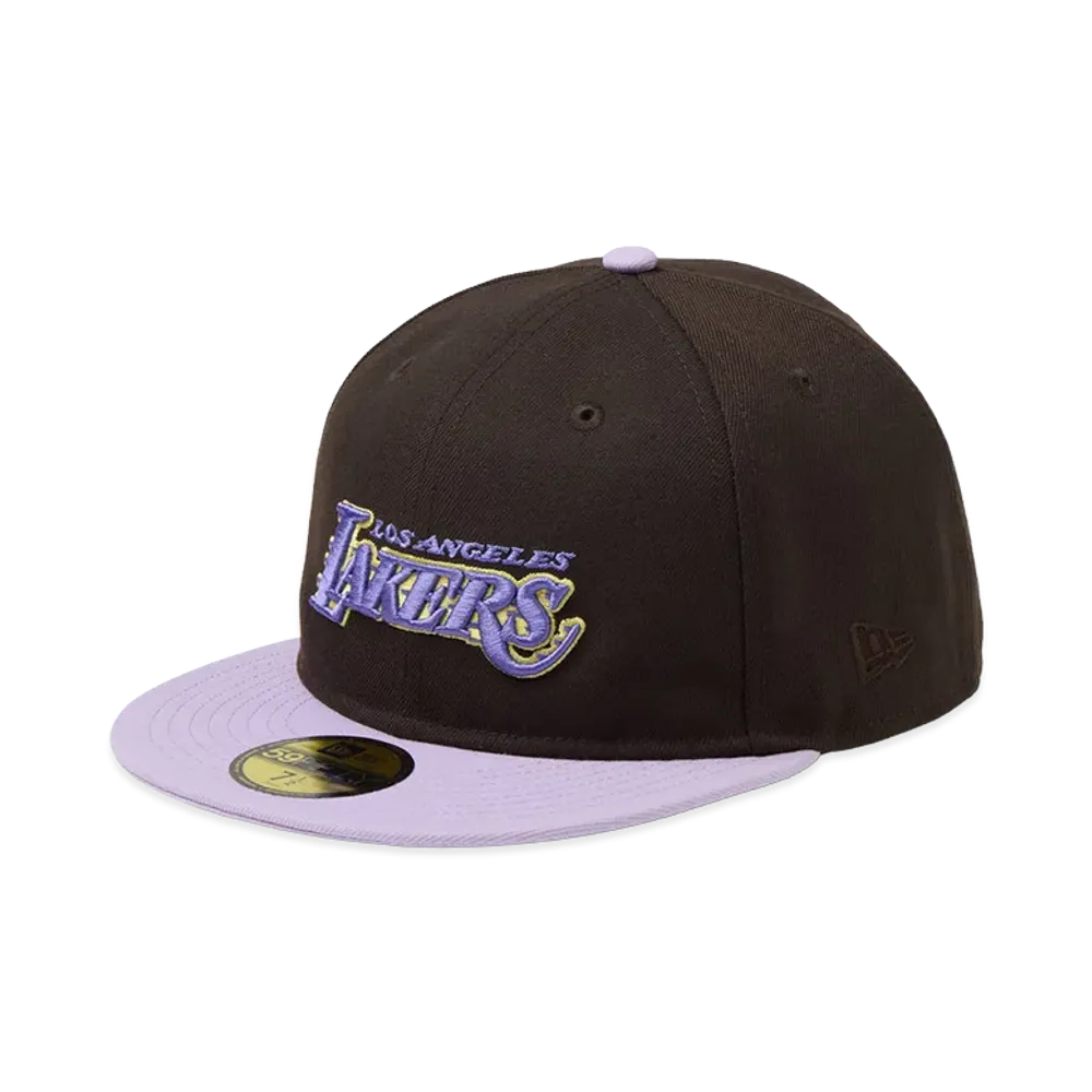 NEW ERA 59Fifty Soft Buckram Black Label SS26 Los Angeles Lakers "Brown Purple Visor"