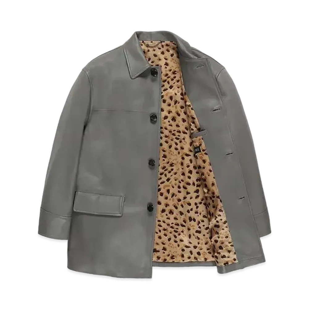 WACKO MARIA Leather Car Coat "Gray"