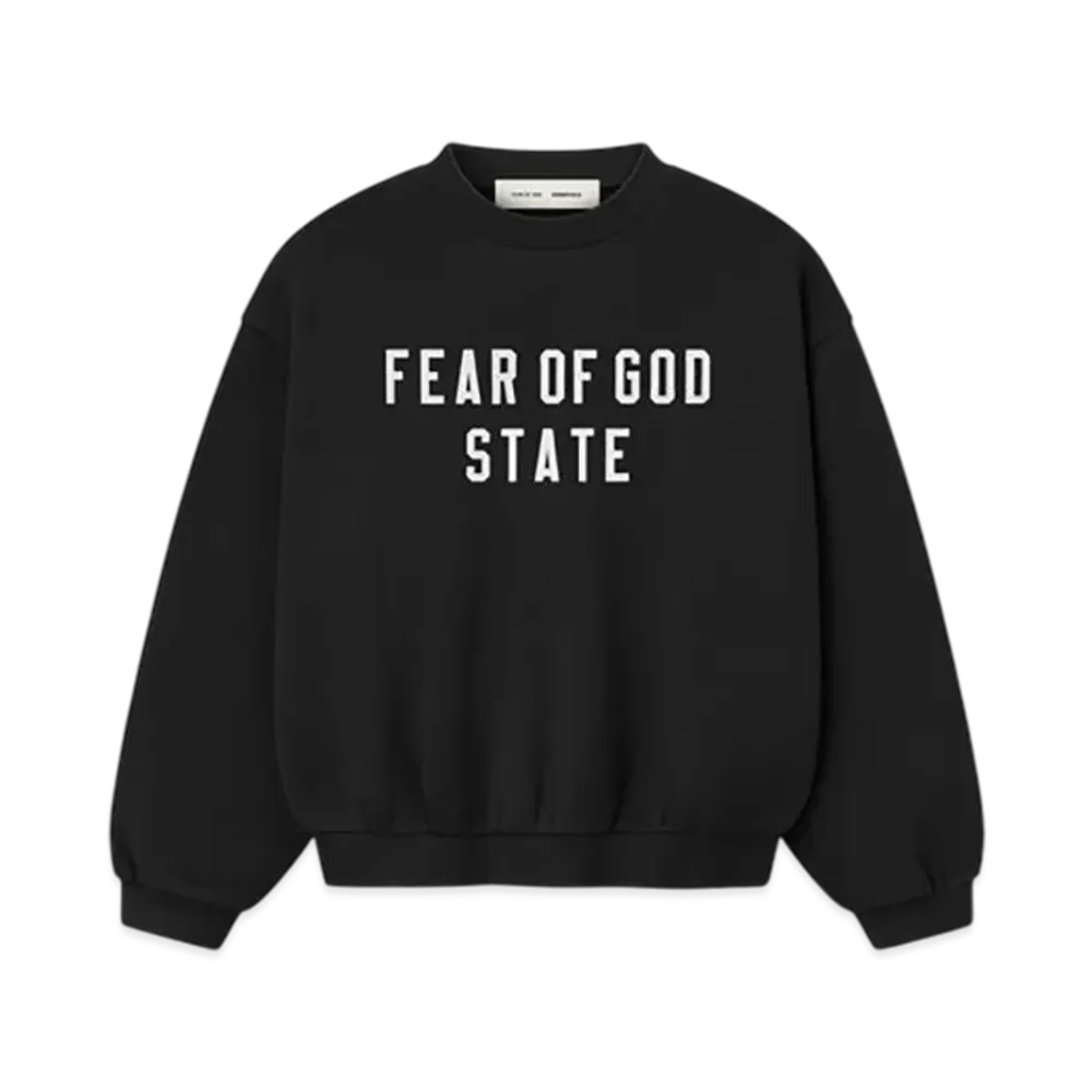 FEAR OF GOD ESSENTIALS Kids 90's Fleece Crewneck "Jet Black"