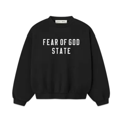 FEAR OF GOD ESSENTIALS Kids 90's Fleece Crewneck "Jet Black"