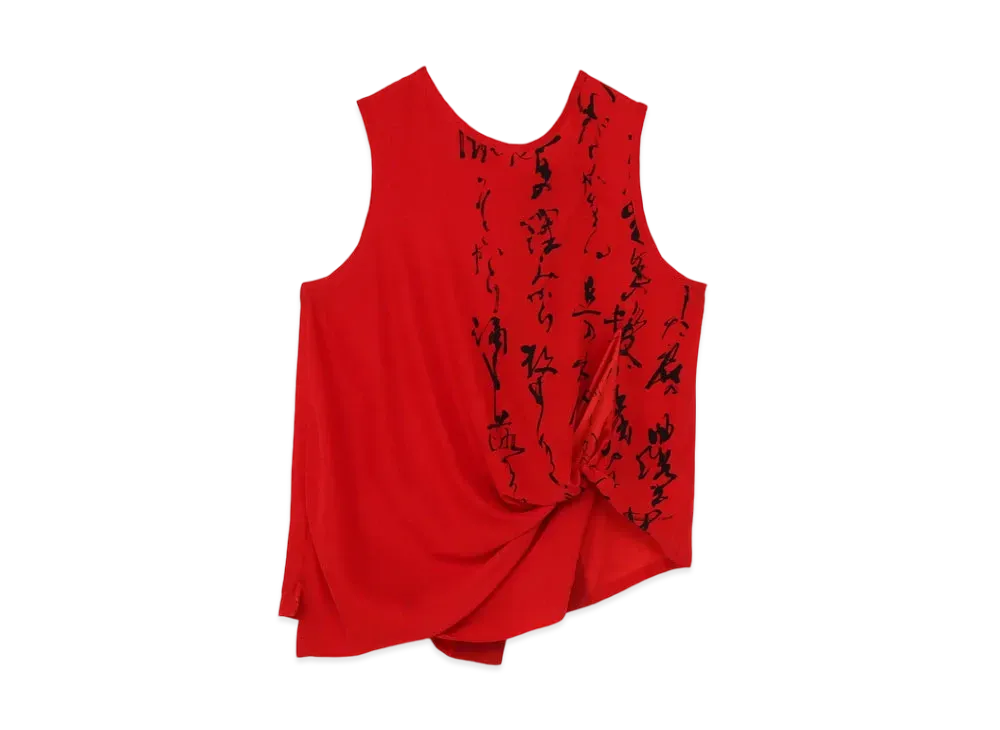 Yohji Yamamoto Y's SILK SATIN CALLIGRAPHY BLOUSE "Red"