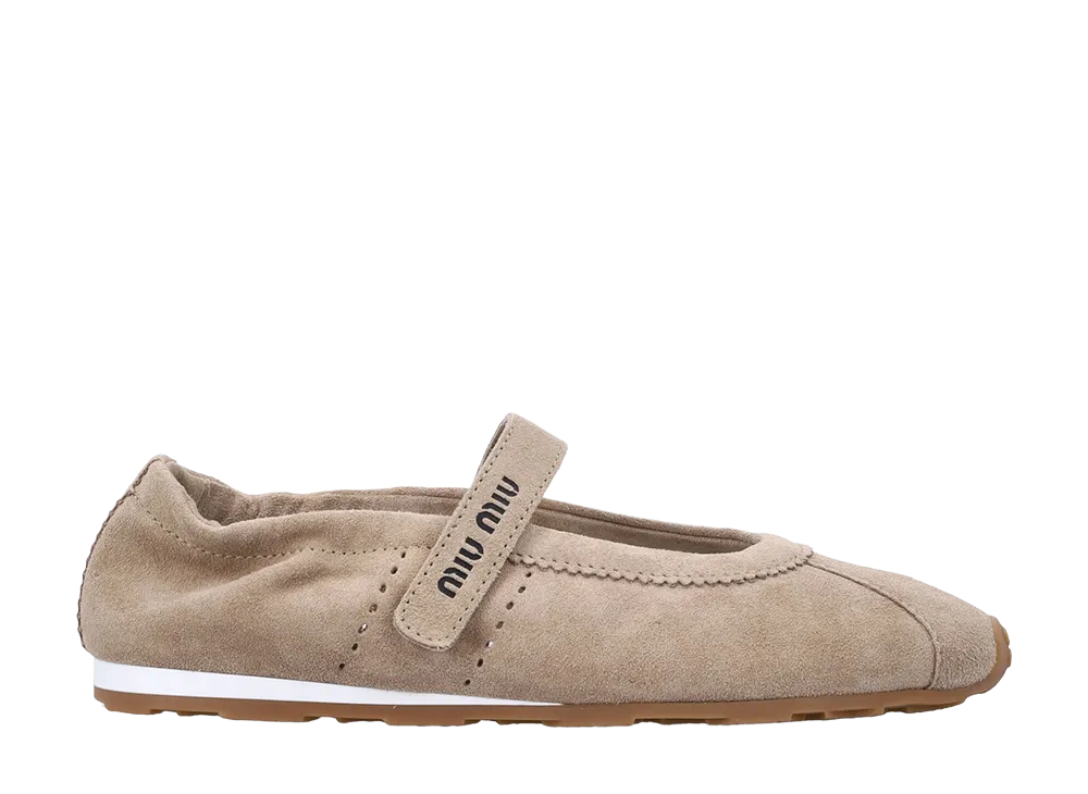 MIU MIU Women's Plume Suede Ballerinas "Beige"