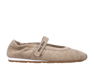 MIU MIU Women's Plume Suede Ballerinas "Beige"