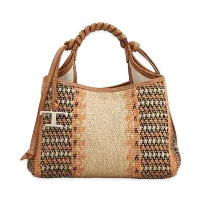 TOD'S Fabric & Leather Bag Micro "Beige/Brown/Orange"