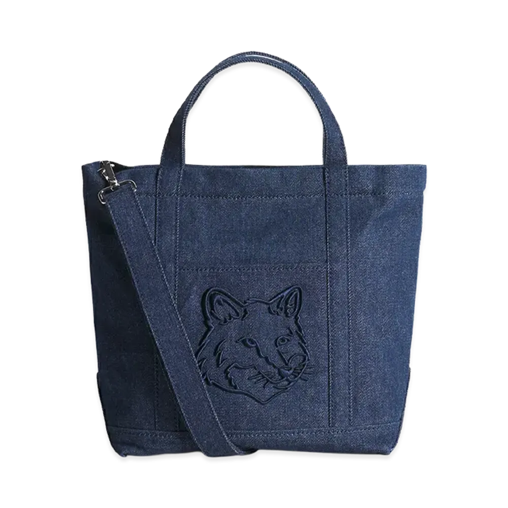 Maison Kitsune Women's Fox Head Small Tote "Indigo"
