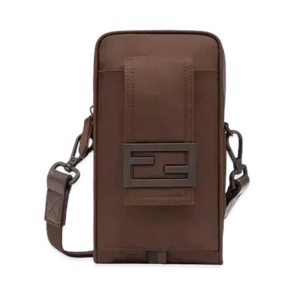 FENDI Mobile Phone Pouch Nylon Mobile Phone Holder "Brown"