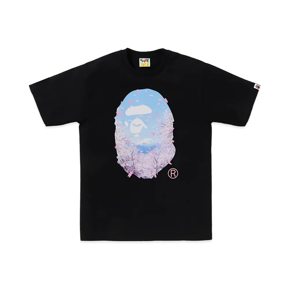 A BATHING APE Kids Sakura Photo Ape Head Tee "Black"