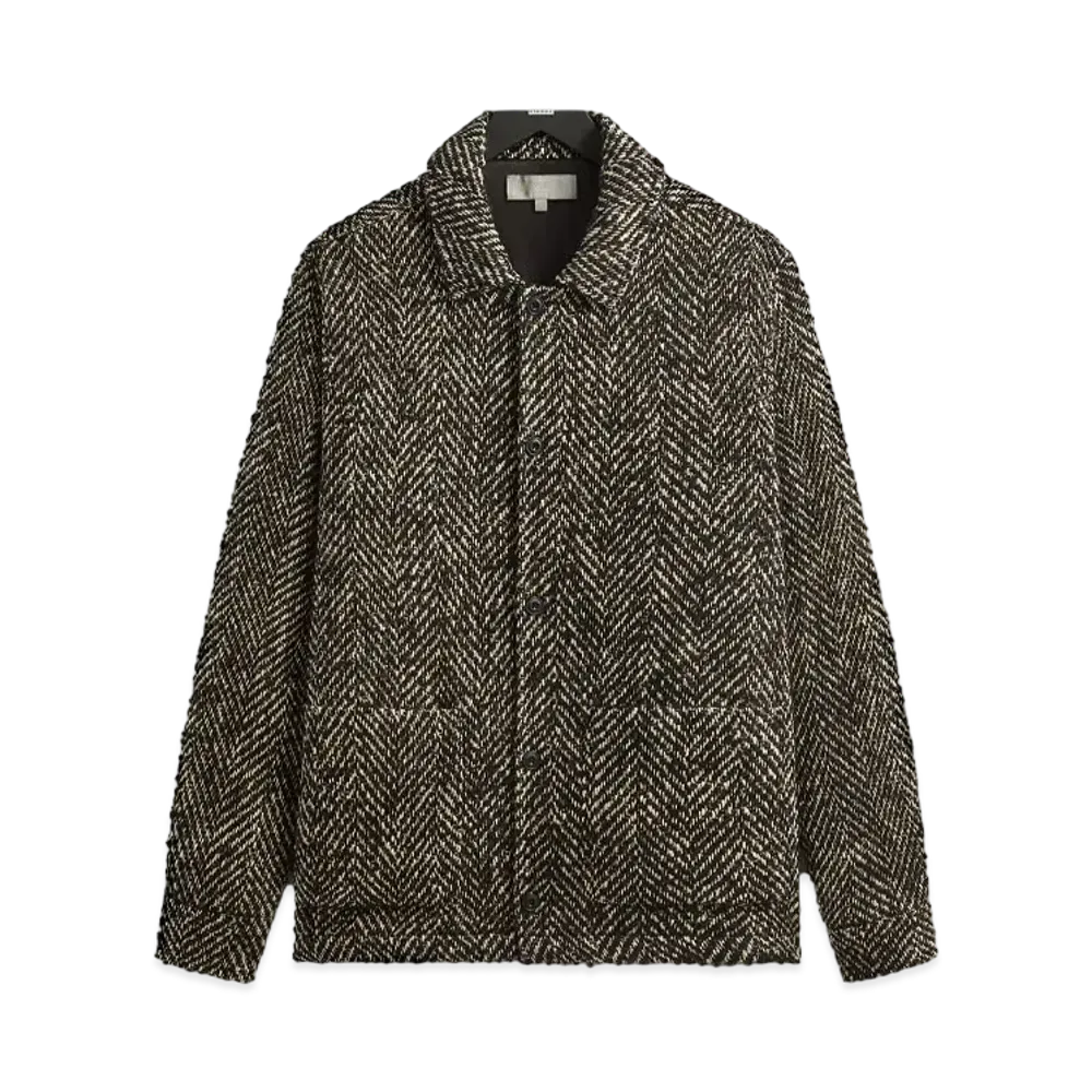 Kith Oversized Herringbone Boxy Collared Overshirt "Black"