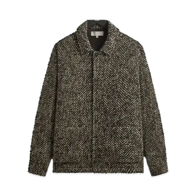 Kith Oversized Herringbone Boxy Collared Overshirt "Black"