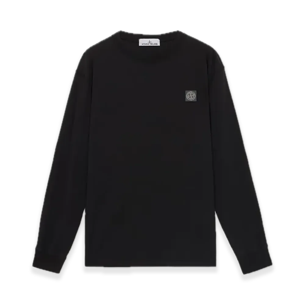 Stone Island 21857 Organic Cotton Jersey 'Fissato' Effect "Black"