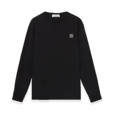 Stone Island 21857 Organic Cotton Jersey 'Fissato' Effect "Black"