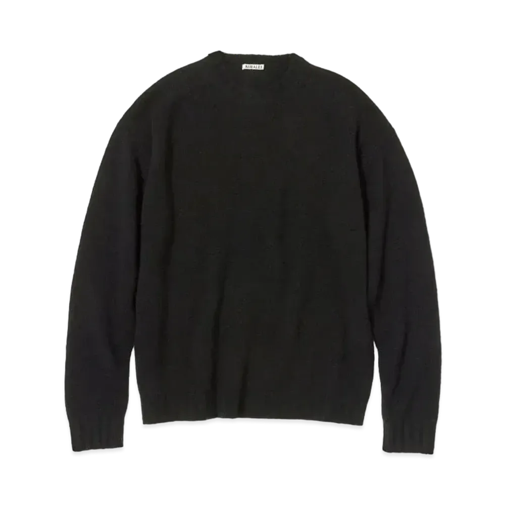 AURALEE SHETLAND WOOL CASHMERE KNIT P/O "Black"