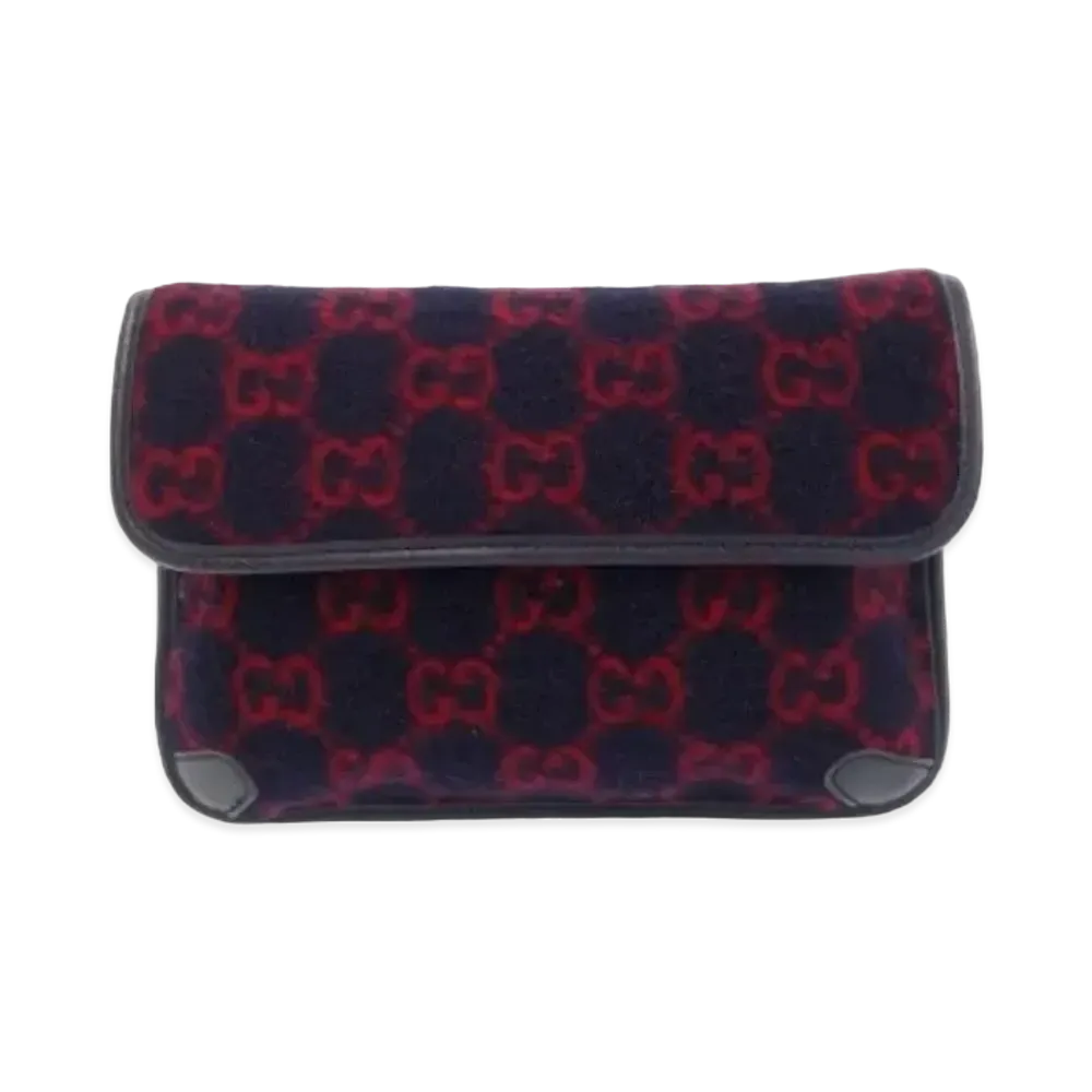 GUCCI GG Wool Waist Bag "Navy/Red"