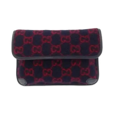 GUCCI GG Wool Waist Bag "Navy/Red"