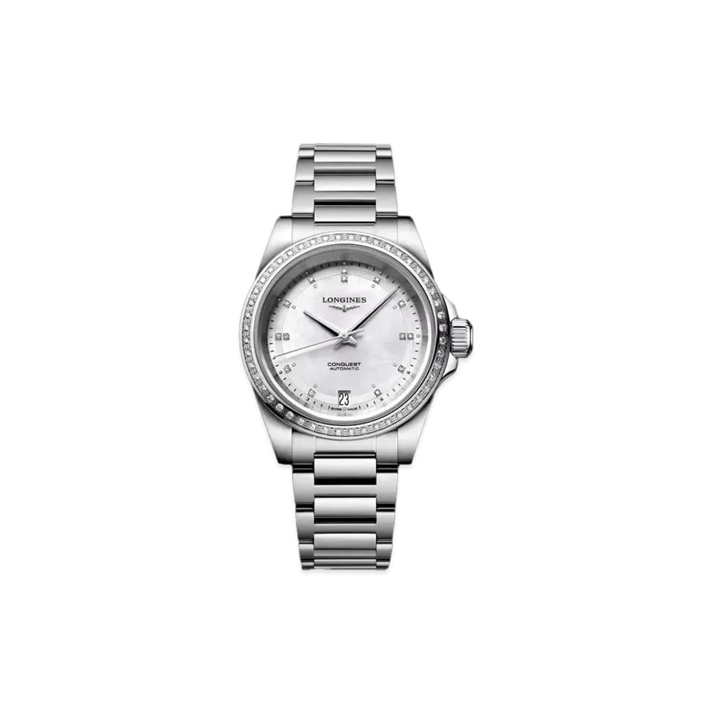 Longines Conquest 34.00mm "White Mother-of-Pearl/Stainless Steel" L3.430.0.87.6