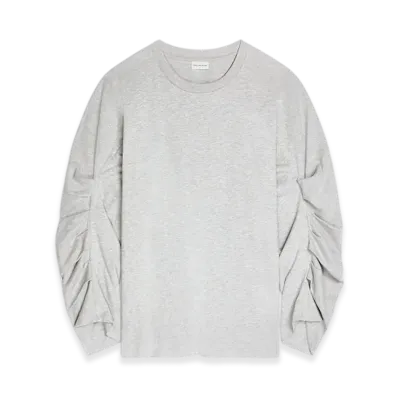 DRIES VAN NOTEN Women's Pleated Sleeves T-Shirt "Grey melange"