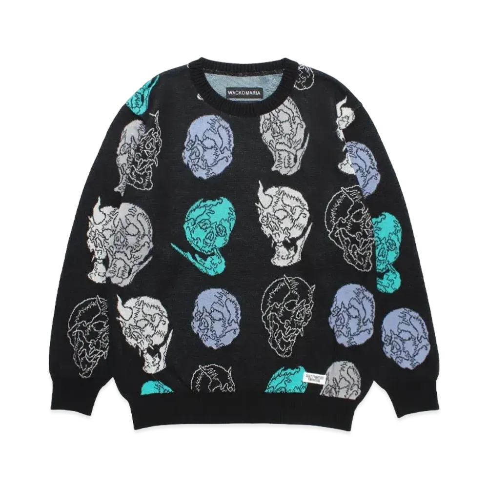 WACKO MARIA 56 Tattoo Studio / Jacquard Knit Sweater "Black"