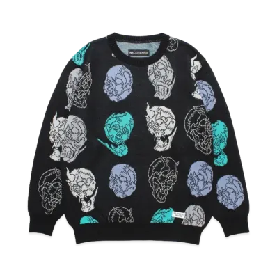 WACKO MARIA 56 Tattoo Studio / Jacquard Knit Sweater "Black"