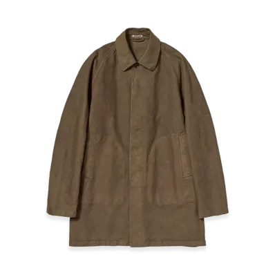 AURALEE Garment-Dyed Organic Cotton Heavy Twill Short Coat "Dark Brown"