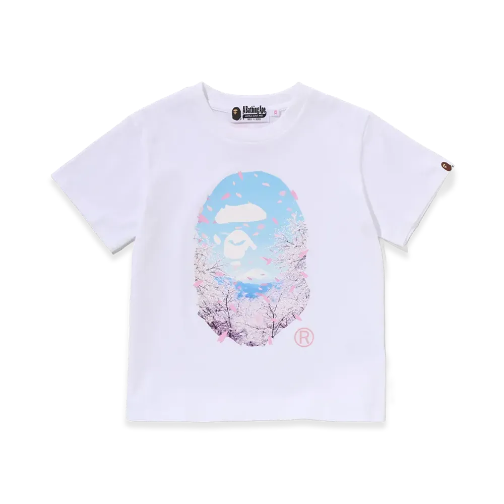 A BATHING APE Ladies Sakura Photo Ape Head Mini Tee "White"