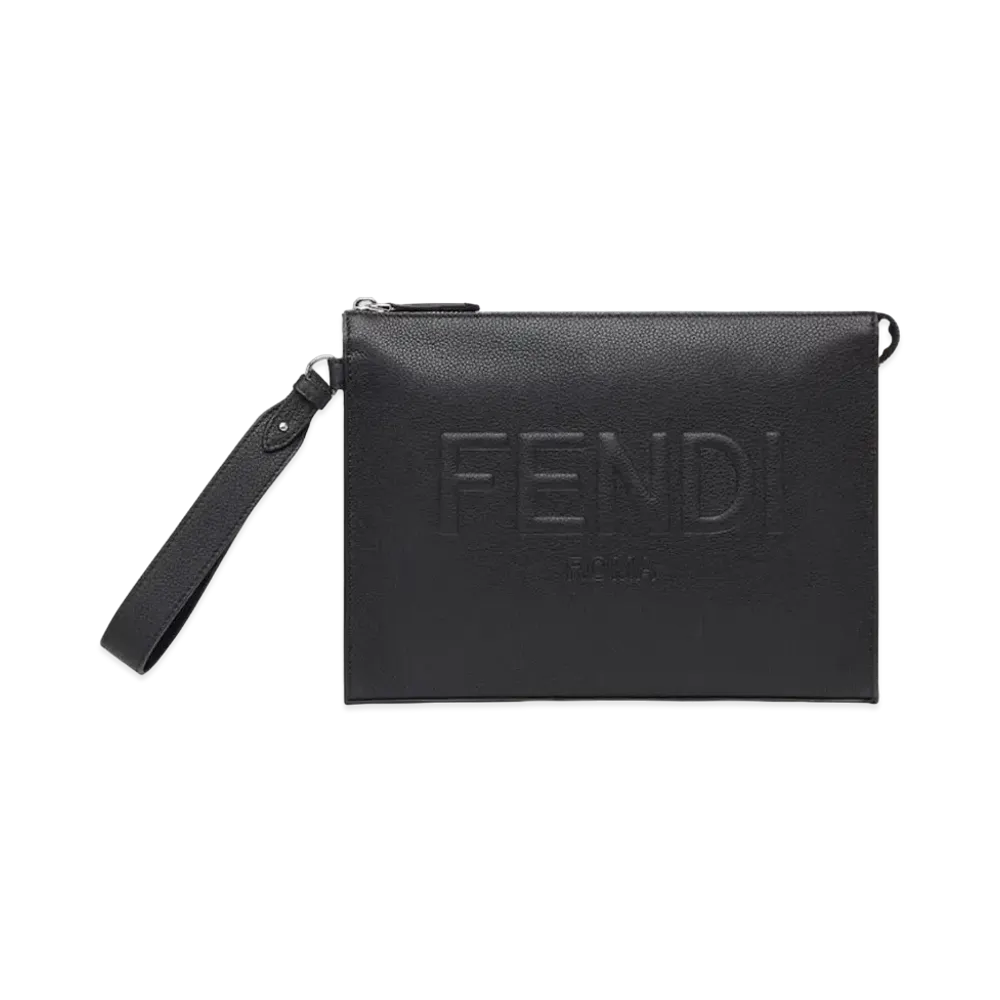 FENDI Leather Fendi Roma Flat Pouch "Black"