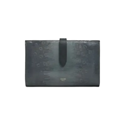 CELINE Large strap wallet in Lizard "DARK TAUPE"