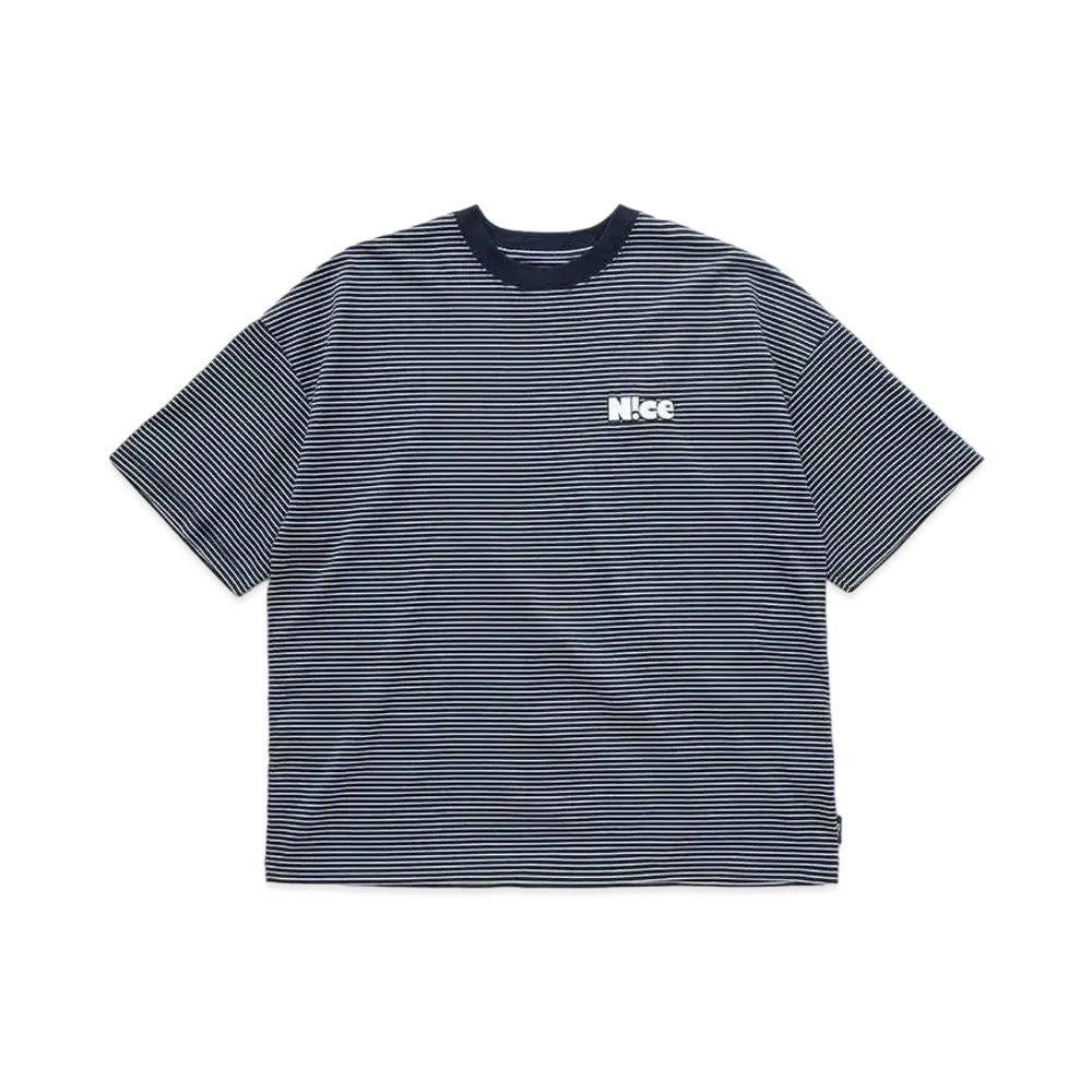 N!ce Round Logo Border Tee "Navy"