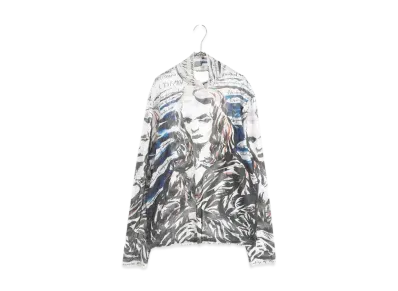 Dior x Raymond Pettibon Men's Allover Pattern Mesh Long Sleeve Sheer Cut Sew "Multicolor"
