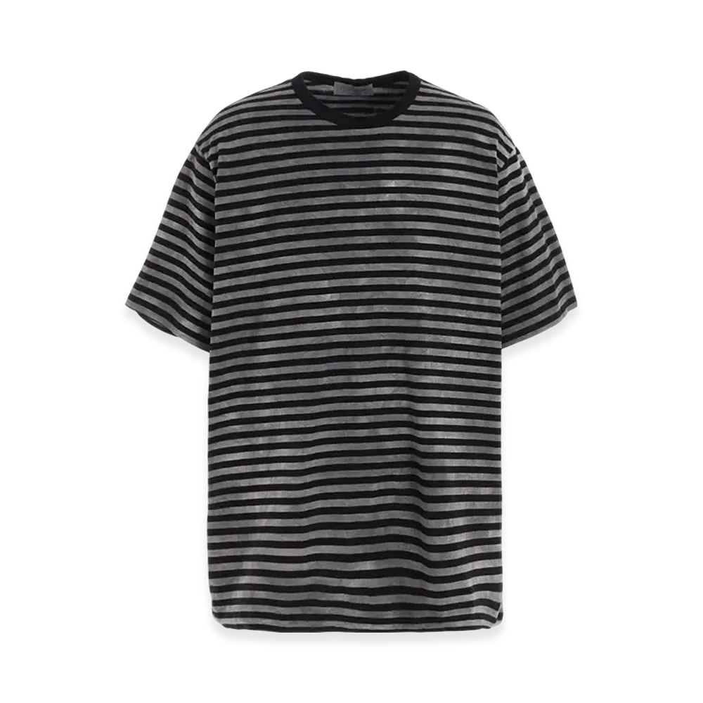 Yohji Yamamoto POUR HOMME 40/2 Jersey Border Uneven Round Neck T "Grey"