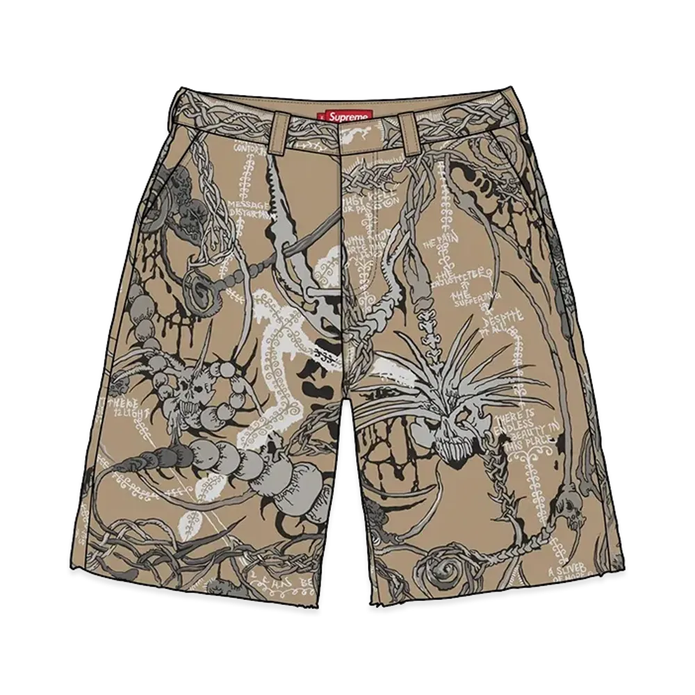 Supreme Wombat Embroidered Work Short "Tan"
