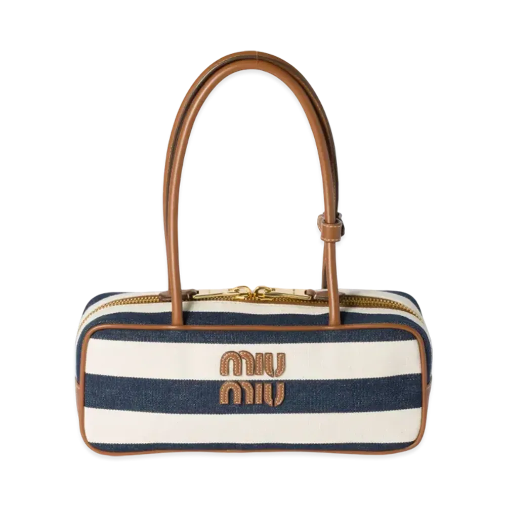 MIUMIU Beau Canvas and Leather Bag "Blue"