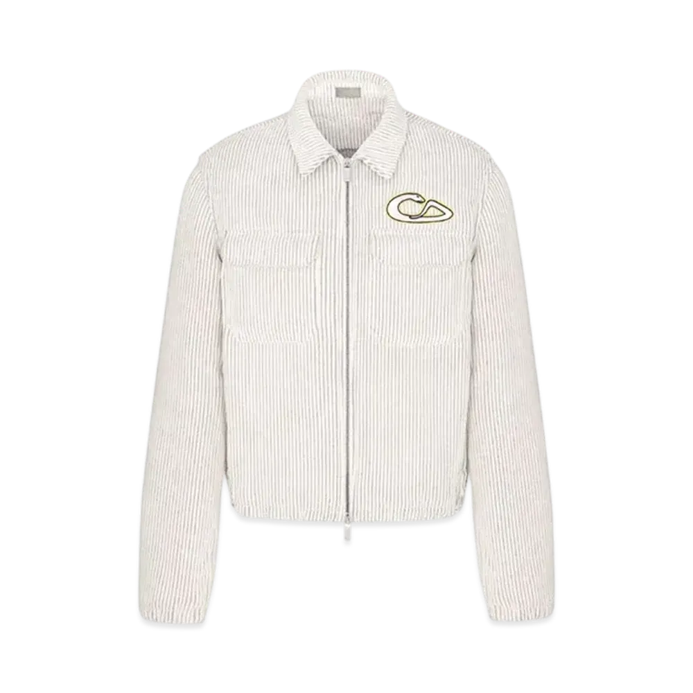 Dior x KAWS Zipped Blouson Jacket Cotton-Blend Corduroy "White/Pink/Yellow"